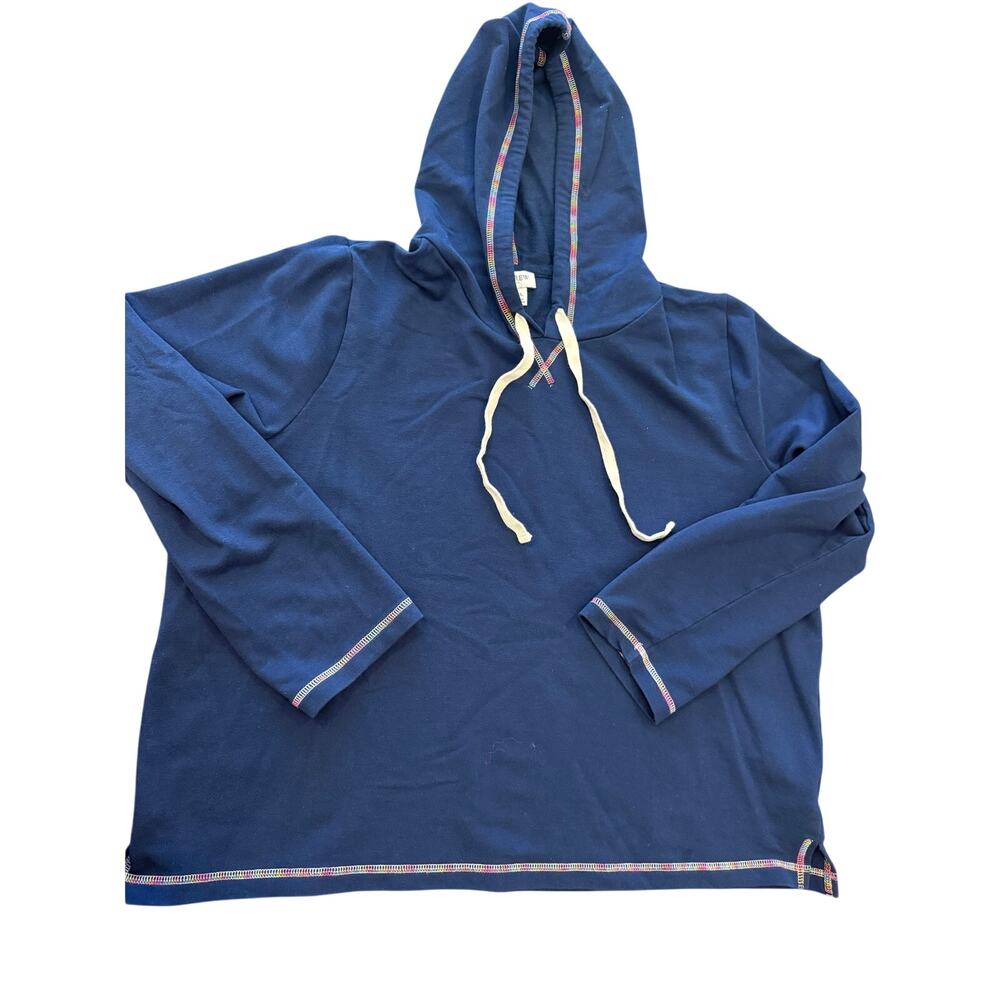 J.Crew Navy Hooded Pullover Jacket Top Shirt Women size XXL J Crew Factory